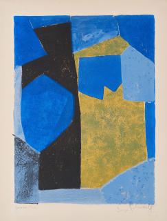 Serge Poliakoff - Composition bleue, noire et jeune.