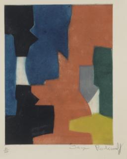 Serge Poliakoff - Composition bleue, rouge, verte et noire (Rivière III)