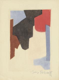 Serge Poliakoff - Composition brune, blanche, bleue et rouge, plate 1 from: Parménide. Dialogue de Platon