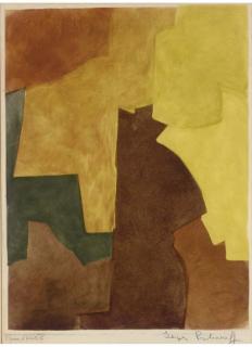 Serge Poliakoff - Composition Brune Et Orange (Rivière Vii)
