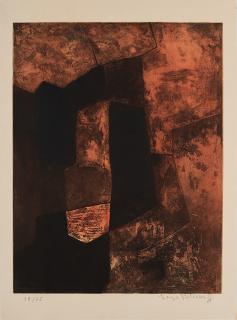 Serge Poliakoff - Composition brune et rouge.