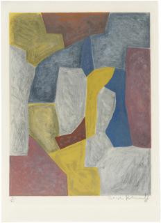 Serge Poliakoff - Composition carmin, jaune, grise et bleue