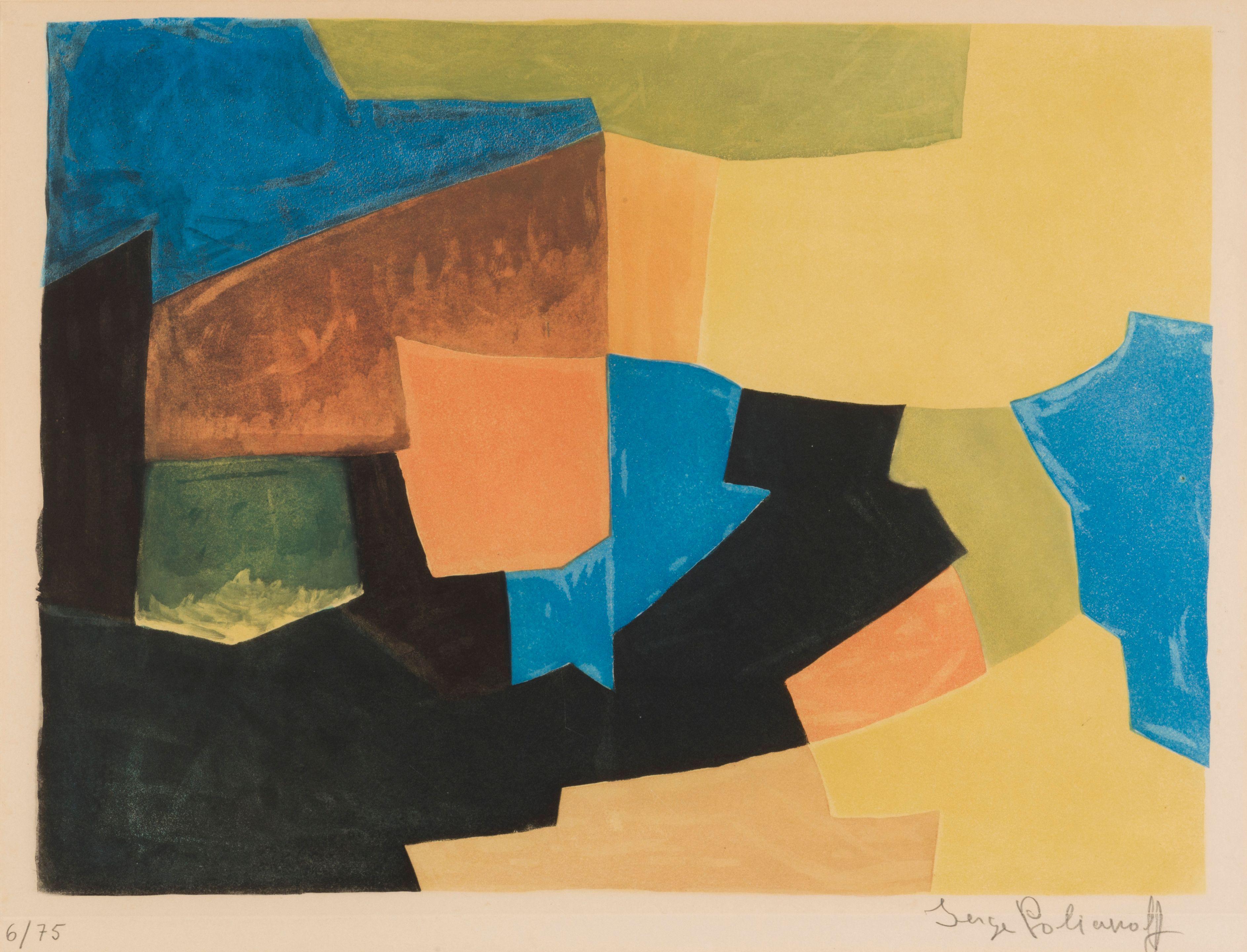 Serge Poliakoff - Composition noire, jaune, bleue et rouge