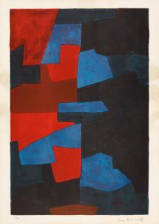 Serge Poliakoff - Composition rouge, bleu et noire.