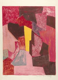 Serge Poliakoff - Composition rouge, carmin et jaune.
