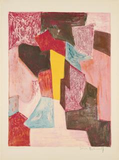 Serge Poliakoff - Composition rouge, carmin et jaune.