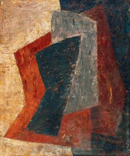 Serge Poliakoff - Composition Rouge orange gris bleu