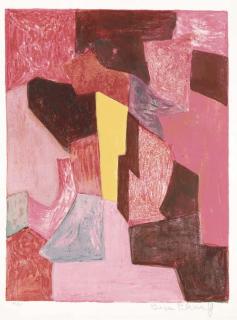Serge Poliakoff - Compostion rouge, carmin et jaune; and Composition rouge, grise et noire (Rivière 19; and 29)