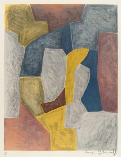 Serge Poliakoff - Komposition in Karminrot, Gelb, Grau und Blau