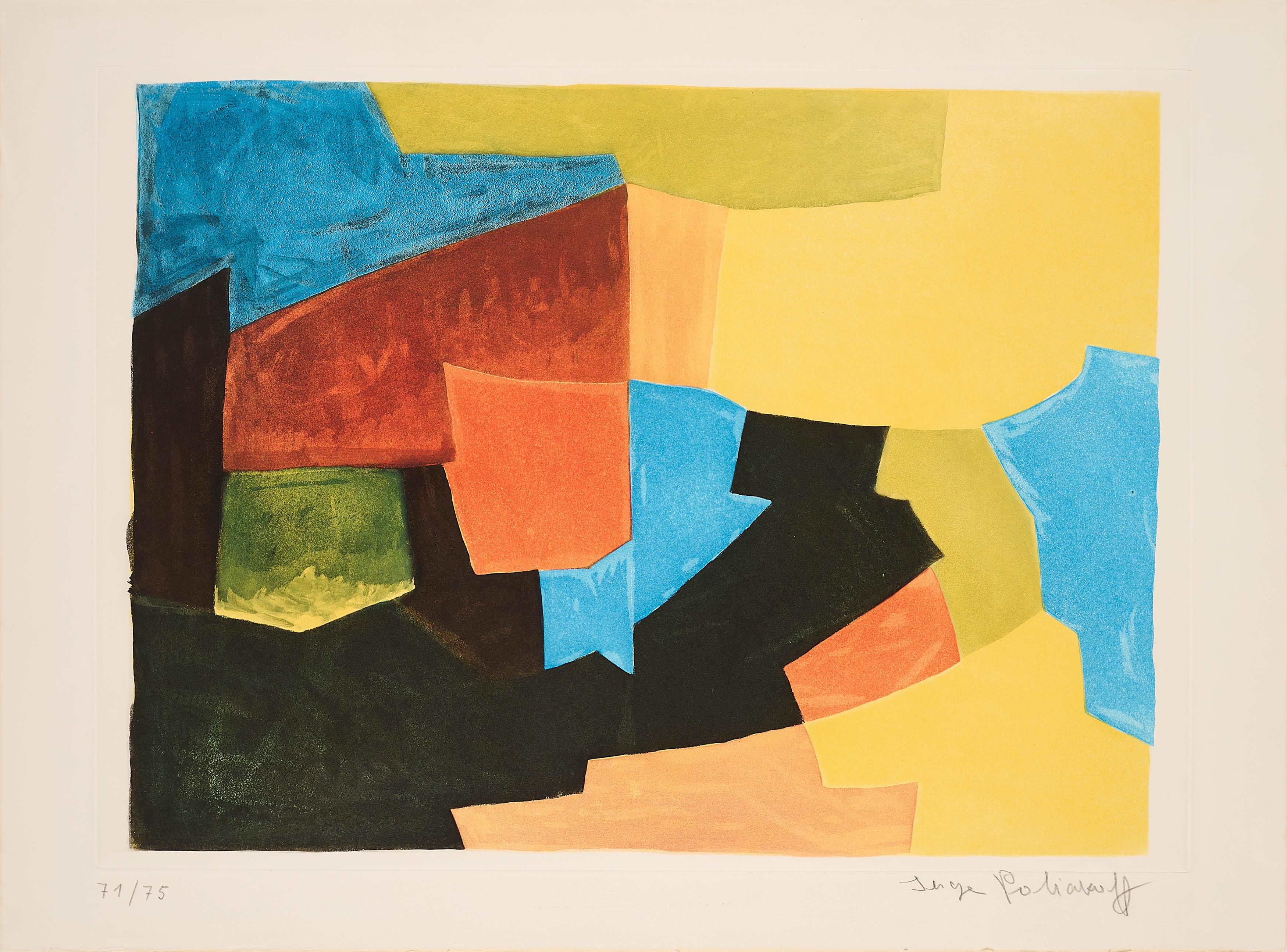Serge Poliakoff - Komposition in Schwarz, Gelb, Blau und Rot.