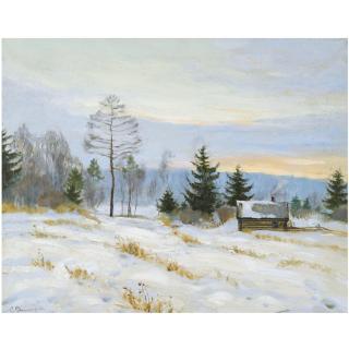 Sergei Arsenevich Vinogradov - An Evening In Early Winter (Blue Landscape)