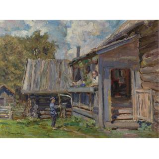 Sergei Arsenevich Vinogradov - Russian A Village Scene