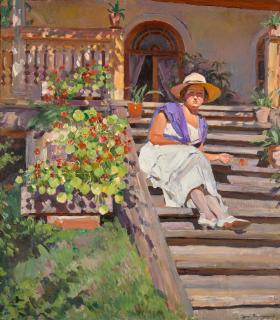 Sergei Arsenievich Vinogradov - Woman Seated on Steps