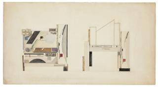 Sergei Chekhonin - Furniture designs, including technical drawings for two dressing tables and a decorative screen; Sundial; and A design for Vogue