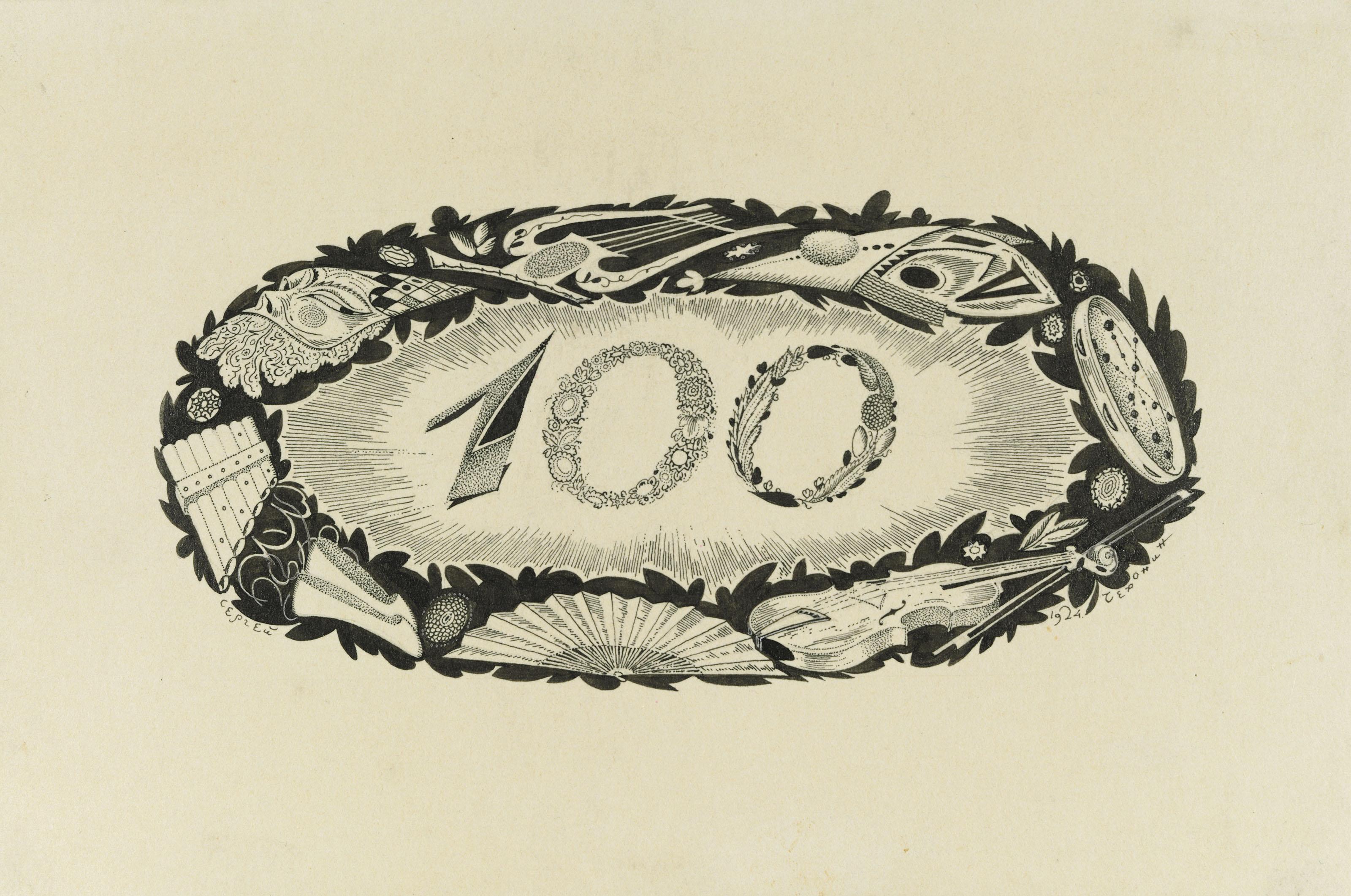 Sergei Chekhonin - Headpiece for the publication marking the centenary of the Bolshoi Theatre; and Two profiles of Vladimir Lenin (1870-1924)