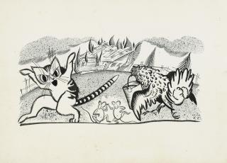 Sergei Chekhonin - Seven illustrations for Korney Chukovskii\'s \'Fedia-Bredia\'