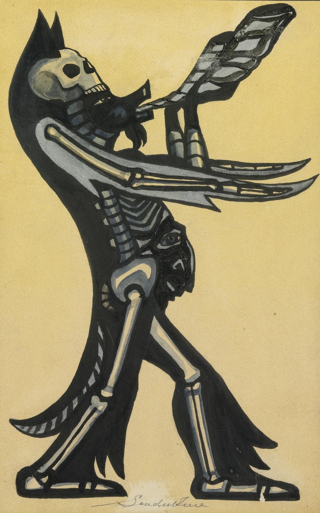 Sergei Soudeikine - Costume Design For The Ballet Night On Bald Mountain, A Scene In The Opera The Fair At Sorochyntsi 