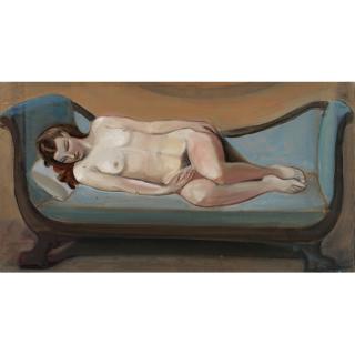 Sergei Soudeikine - Nude On A Blue Sofa