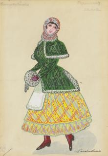Sergei Sudeikin - Costume design for \'Petrouchka\': Femme de chambre