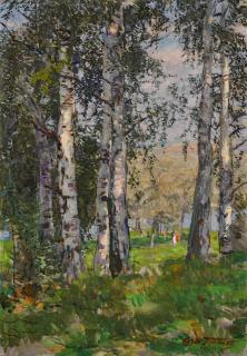Sergei Vasilievich Gerasimov - Strollers in the Birch Forest