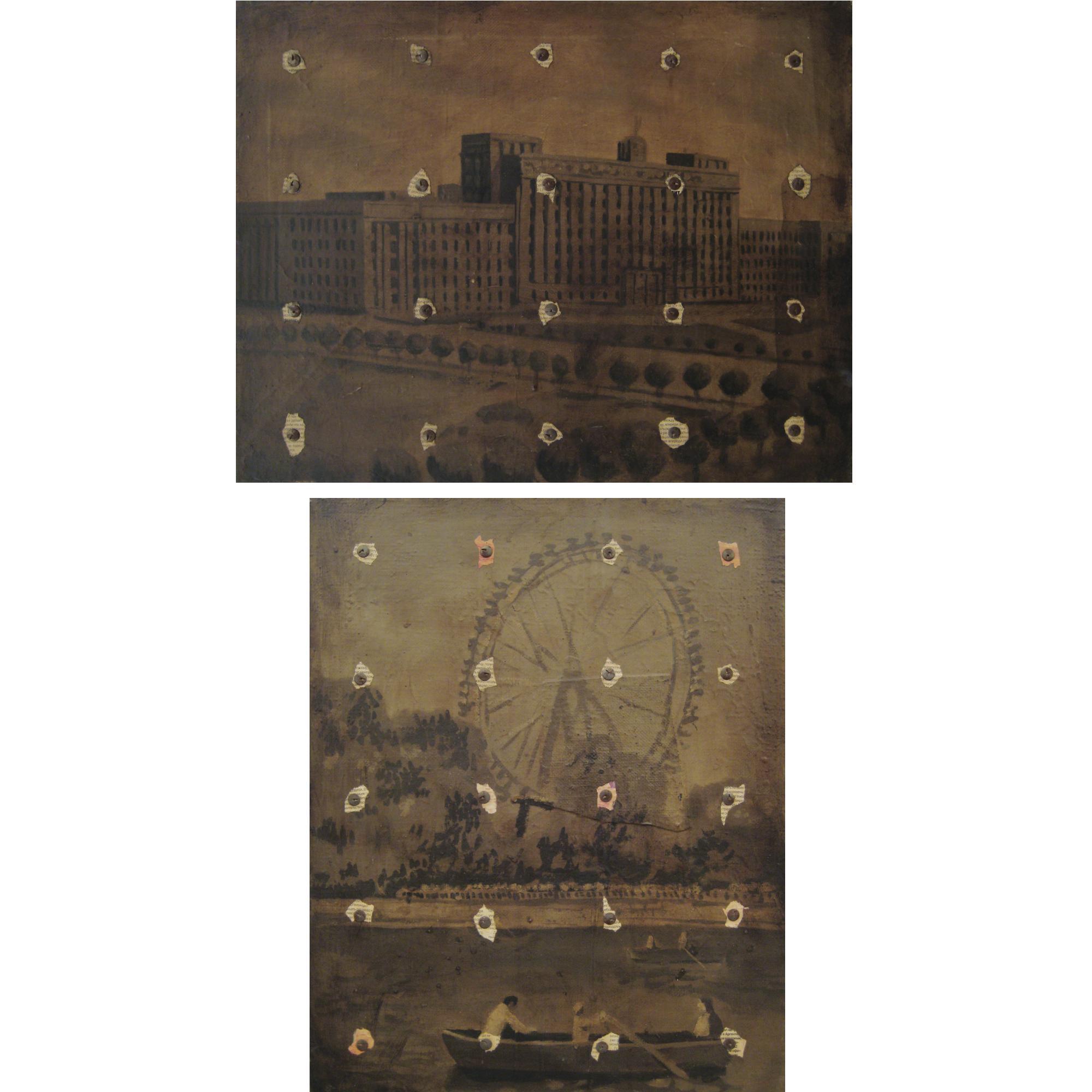 Sergei Volkov - Russian Two Works From The Series Grey Icons, 1995