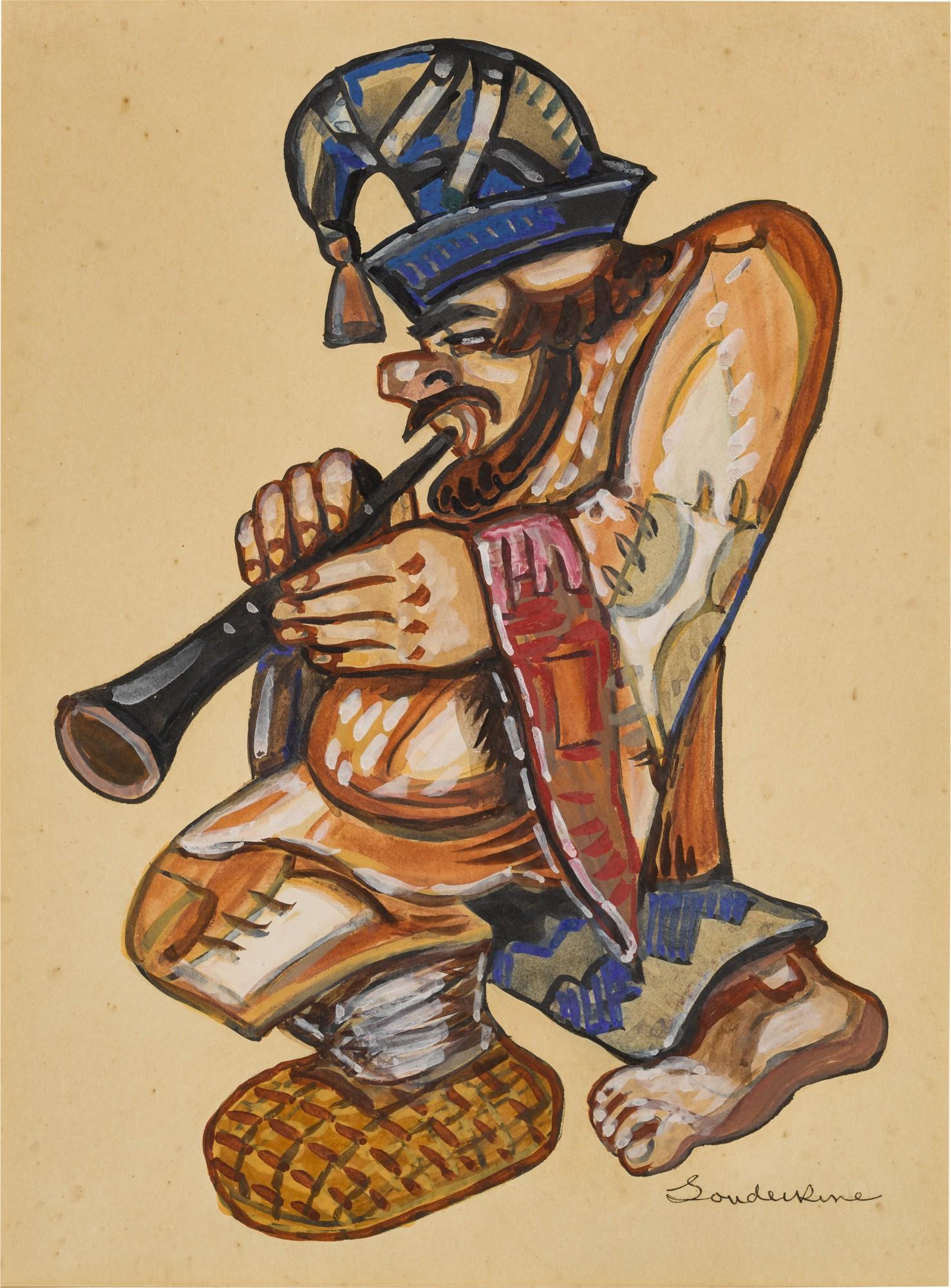 Sergei Yurievich Sudeikin - Two Costume Designs for Musicians in Sadko