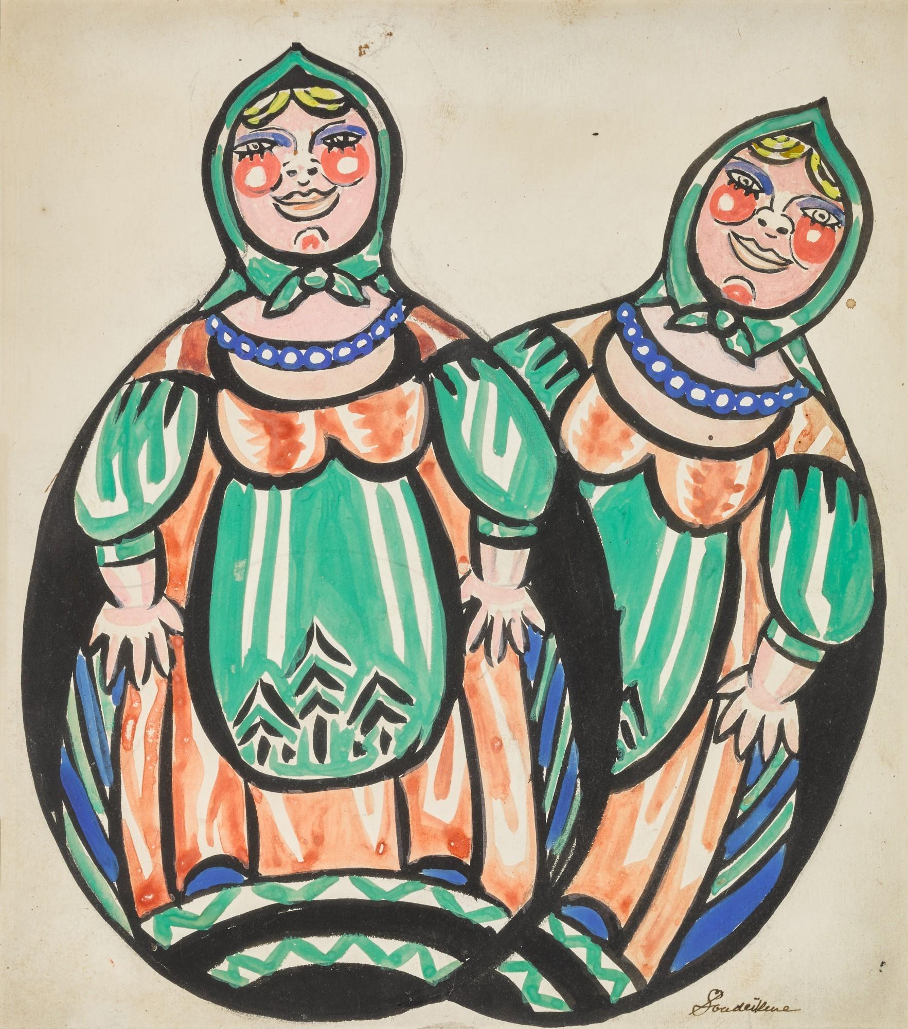 Sergei Yurievich Sudeikin - Two Designs for Nikita Balieff\'s La Chauve-Souris