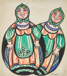 Sergei Yurievich Sudeikin - Two Designs for Nikita Balieff\'s La Chauve-Souris