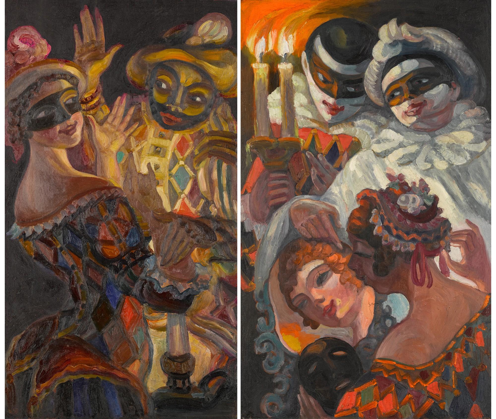 Sergei Yurievich Sudeikin - Two Panels for the Cabaret Prival Komediantov in Petrograd