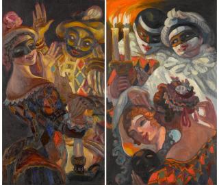 Sergei Yurievich Sudeikin - Two Panels for the Cabaret Prival Komediantov in Petrograd