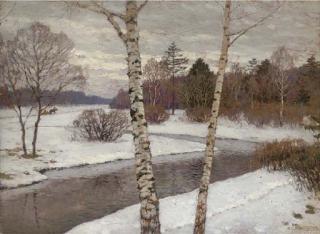 Sergey Lednev-Schoukin - A River Running Through A Winter Landscape