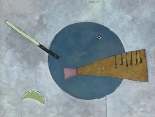 Sergio de Castro - A fish and a knife on a plate; and Abstract head