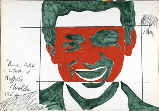 Sergio Lombardo - Pomodori Pelati E Ritratto Di Raffaele Maroldapastel And Enamel On Paper, Executed In 1964