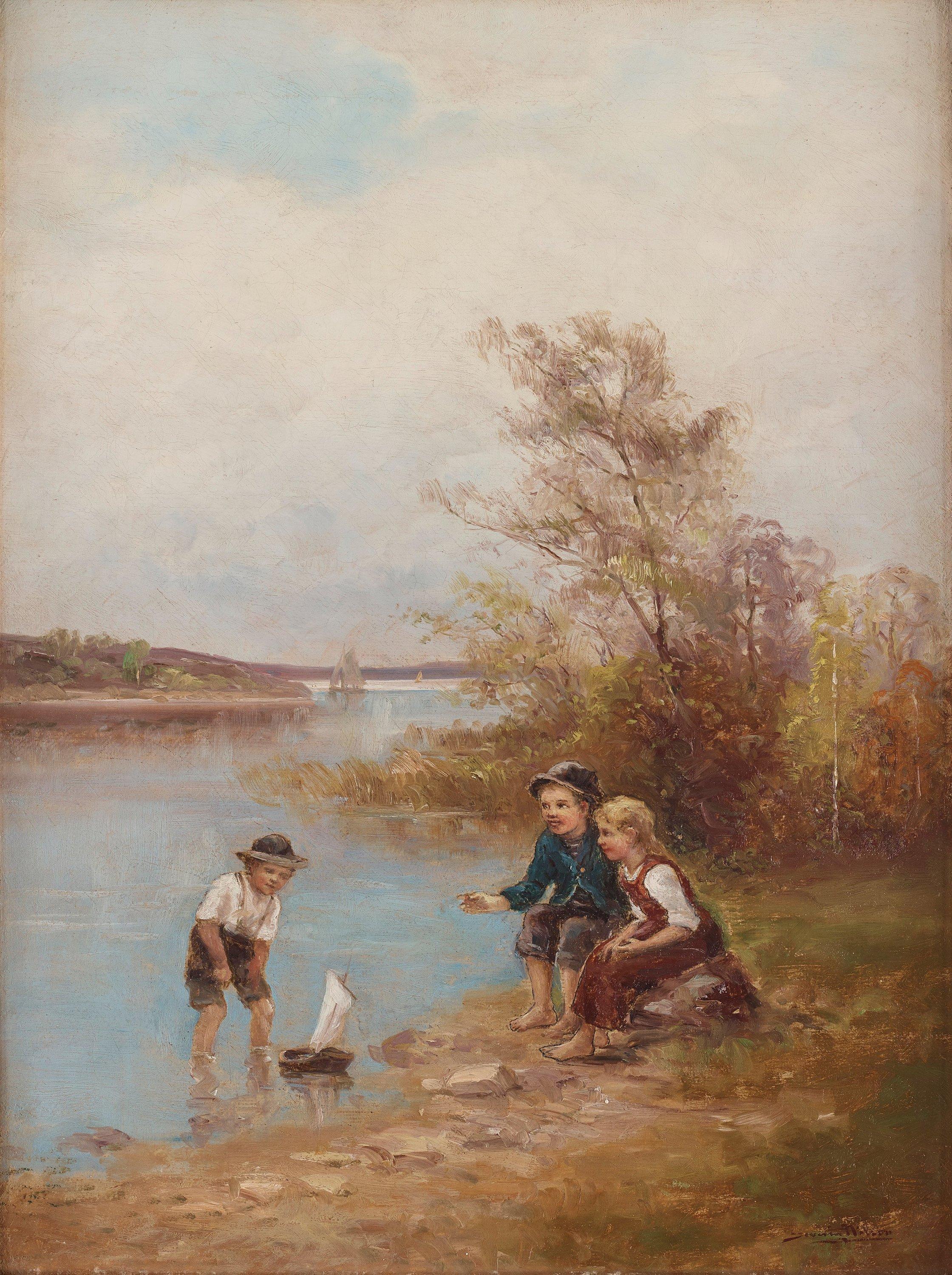 Severin Nilson - Children playing by the water