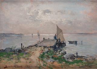 Severin Nilson - Sailboat at the jetty