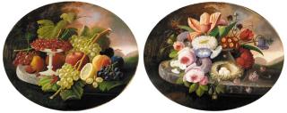 Severin Roesen - Fruit and Flowers, A Pair of Still Lifes