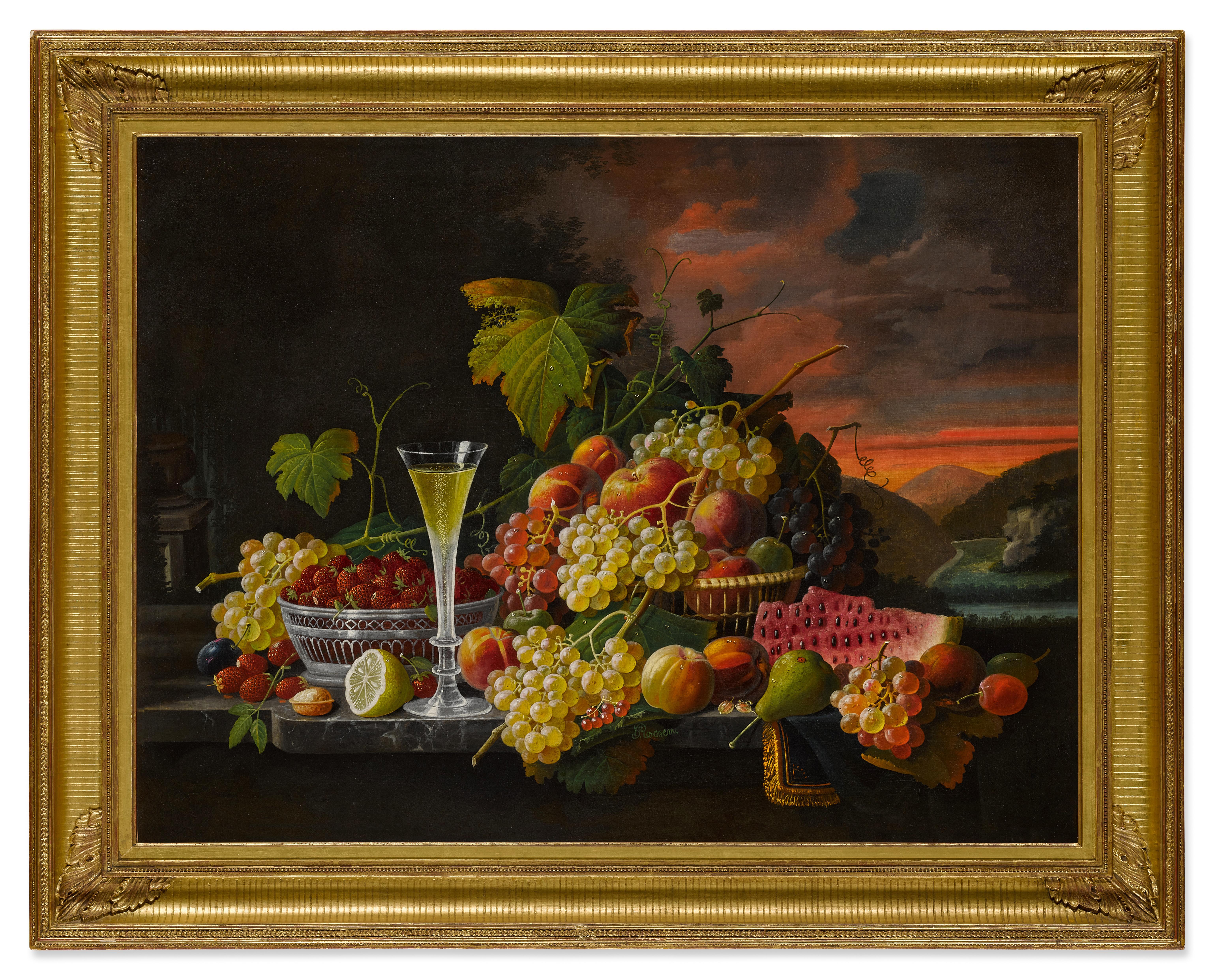 Severin Roesen - Still Life: Wine and Fruit