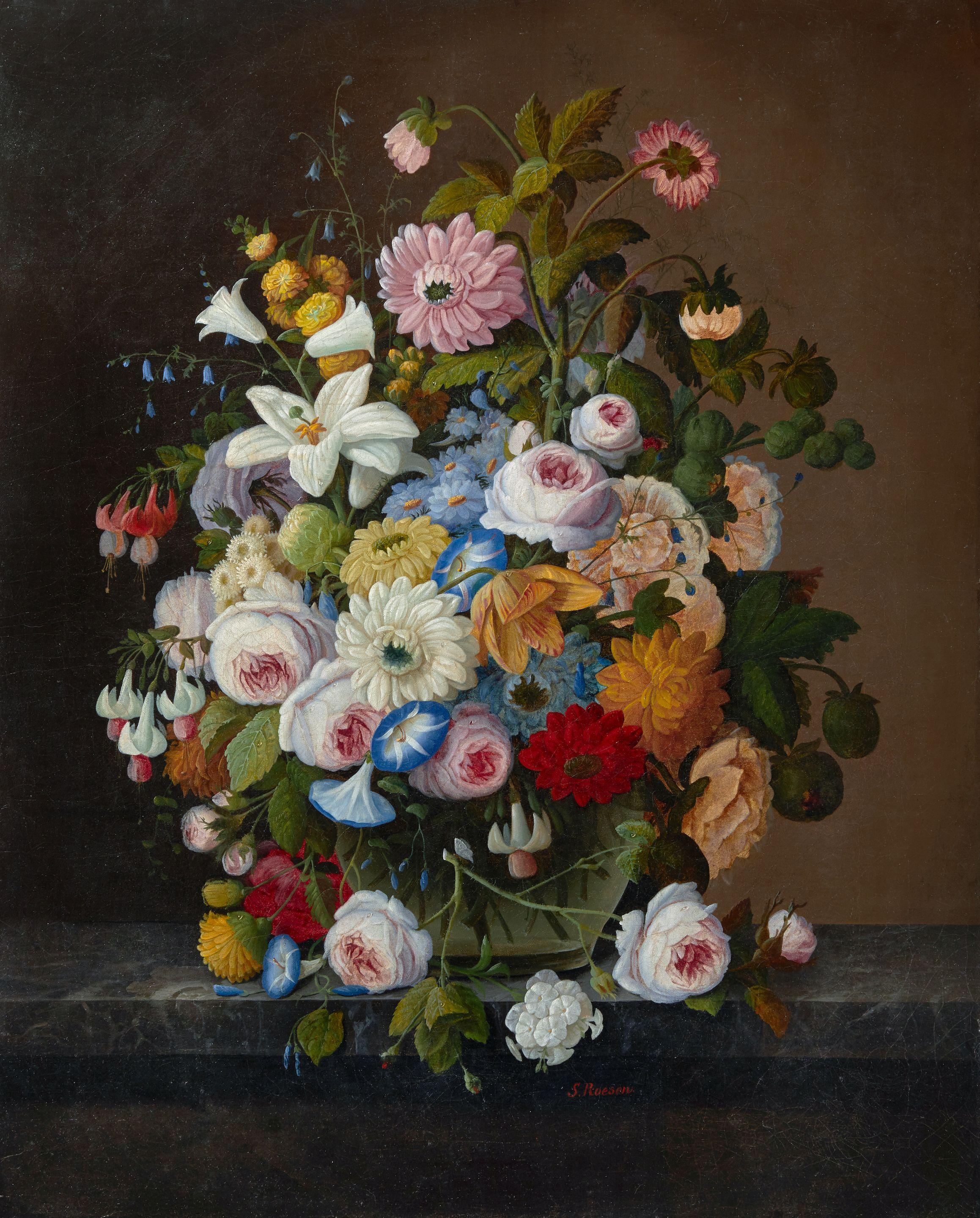 Severin Roesen - Still Life with Flowers