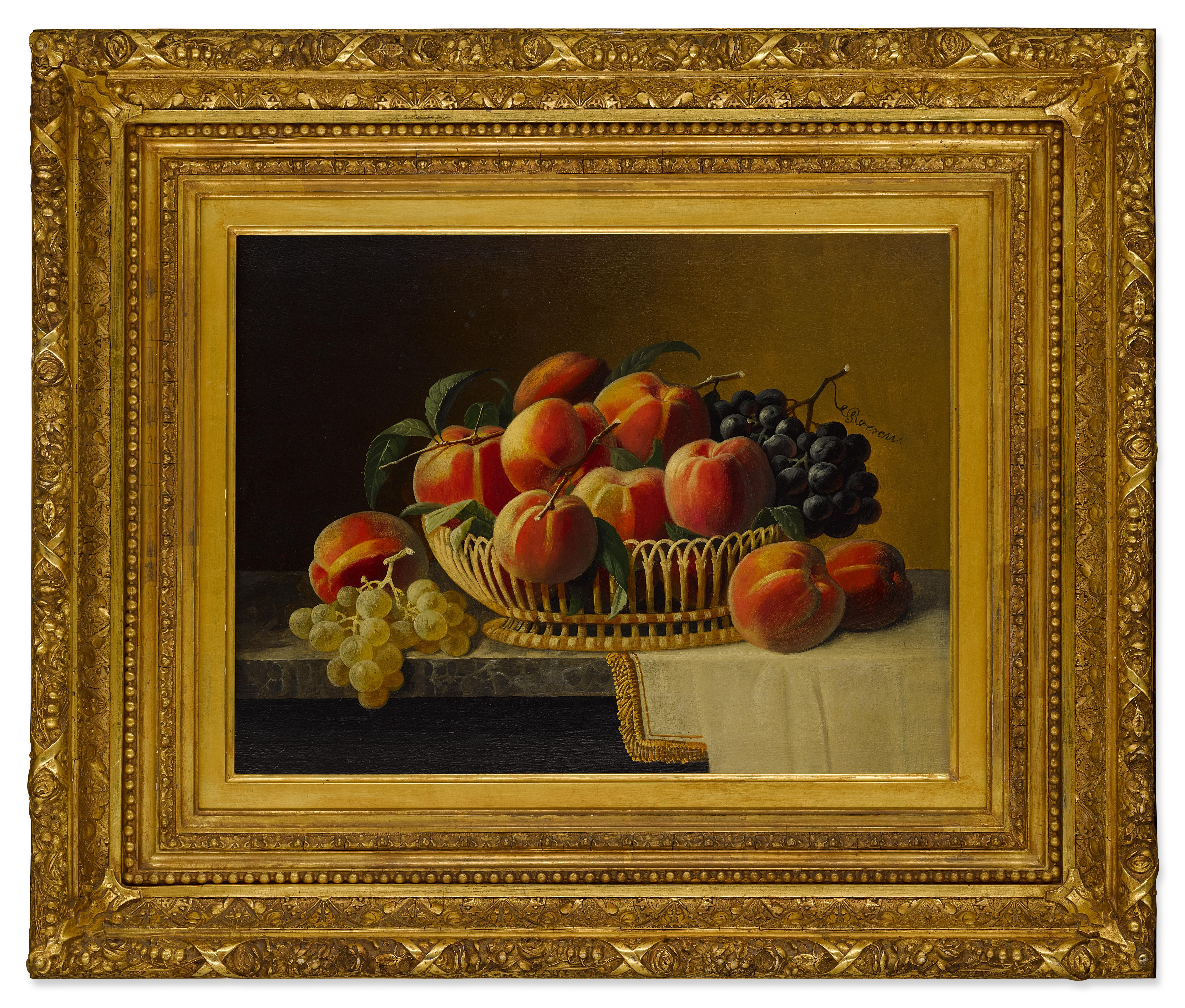 Severin Roesen - Still Life with Peaches and Grapes