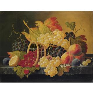 Severin Roesen - Still Life With Strawberries And Fruit