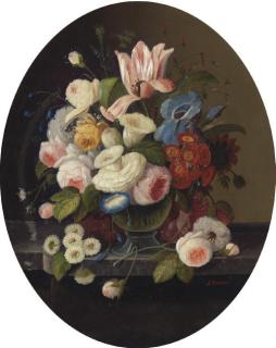 Severin Roesen - Vase of Flowers