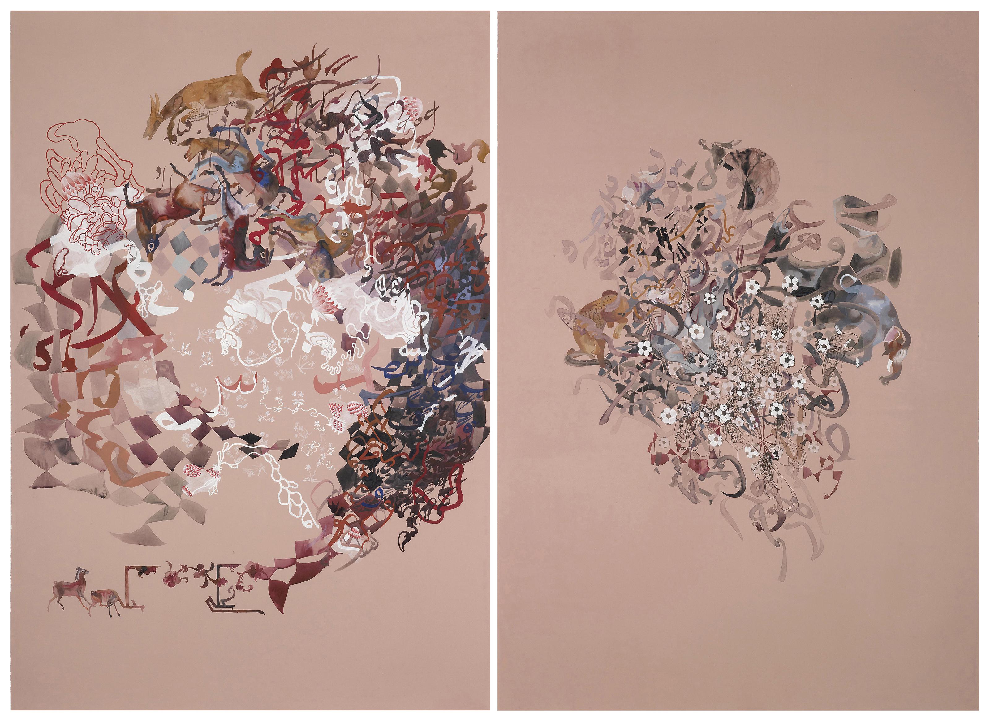 Shahzia Sikander - (i) Phenomenology of Transformation - Multiple Worlds(ii) Phenomenology of Transformation - Flower Fields