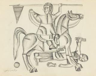 Shakir Hassan Al-Said - Iraqi i) Untitled (Warriors) Ii) Untitled (Man And Horse) Iii) Untitled 