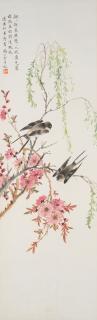 Shang Xiaoyun - Peach Blossoms and Swallows