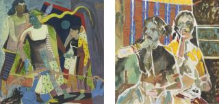 Shankar Balwant Palsikar - Untitled (Figural Group); Untitled (Two Women)