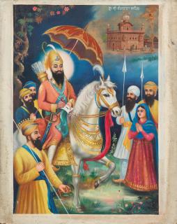 Shankarlal - Guru Govind Singh on horseback with pious onlookers