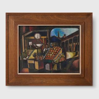 Shay Docking - (Portrait of Gill Docking) (Fruit Stalls at Victoria Markets, Melbourne), 1955