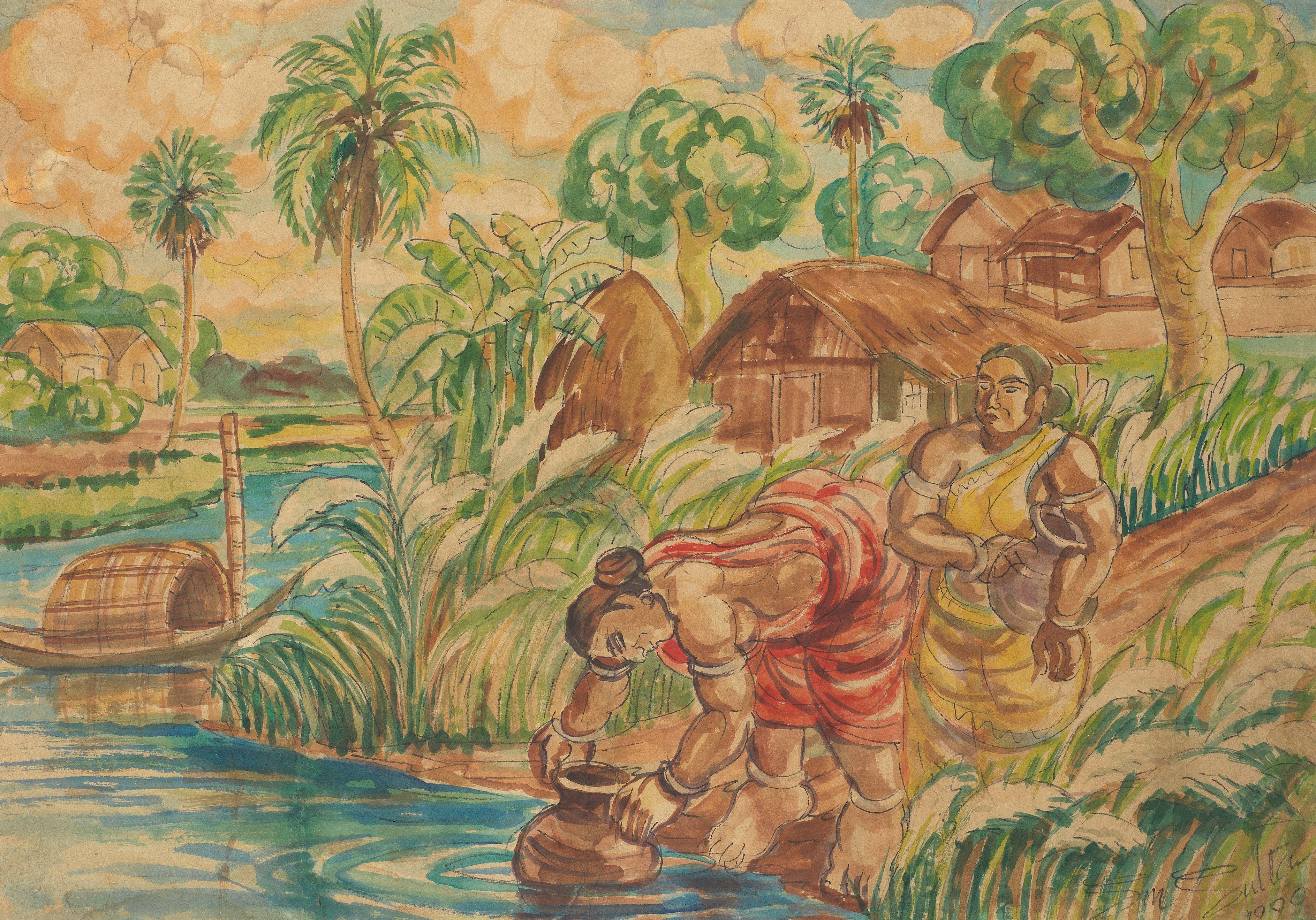 Sheikh Mohammed Sultan - Untitled (Two women gathering water)