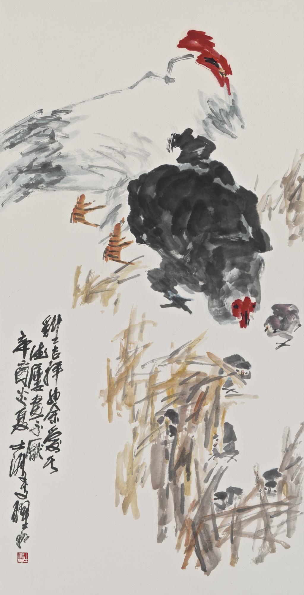 Shen Yaochu - Auspicious Chickens