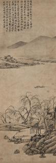 Shen Zhou - Willow Tree Alongside The Lake